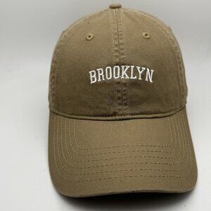 Balanced Wave Brooklyn Embroidered Dad Hat Khaki Tan Cotton Baseball Cap